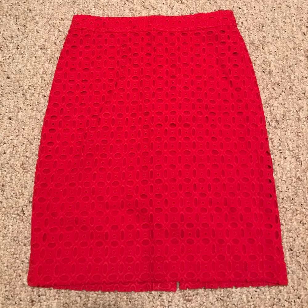 J Crew Eyelet Pencil Skirt